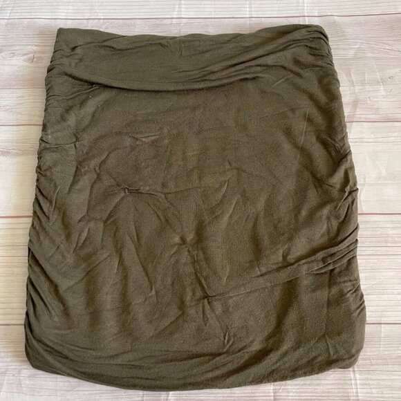 Free People Army Green High Waist Ruched Lined Mini Skirt Womens Small - Picture 3 of 6